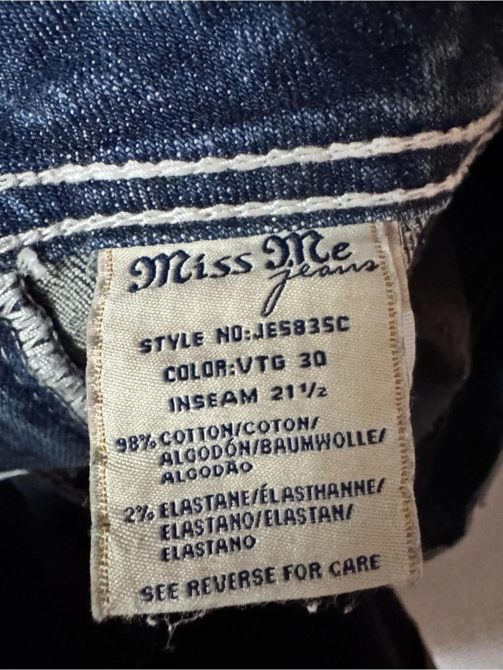Y2K Miss Me Indigo Cropped/Capri Bootcut Jeans Size 28